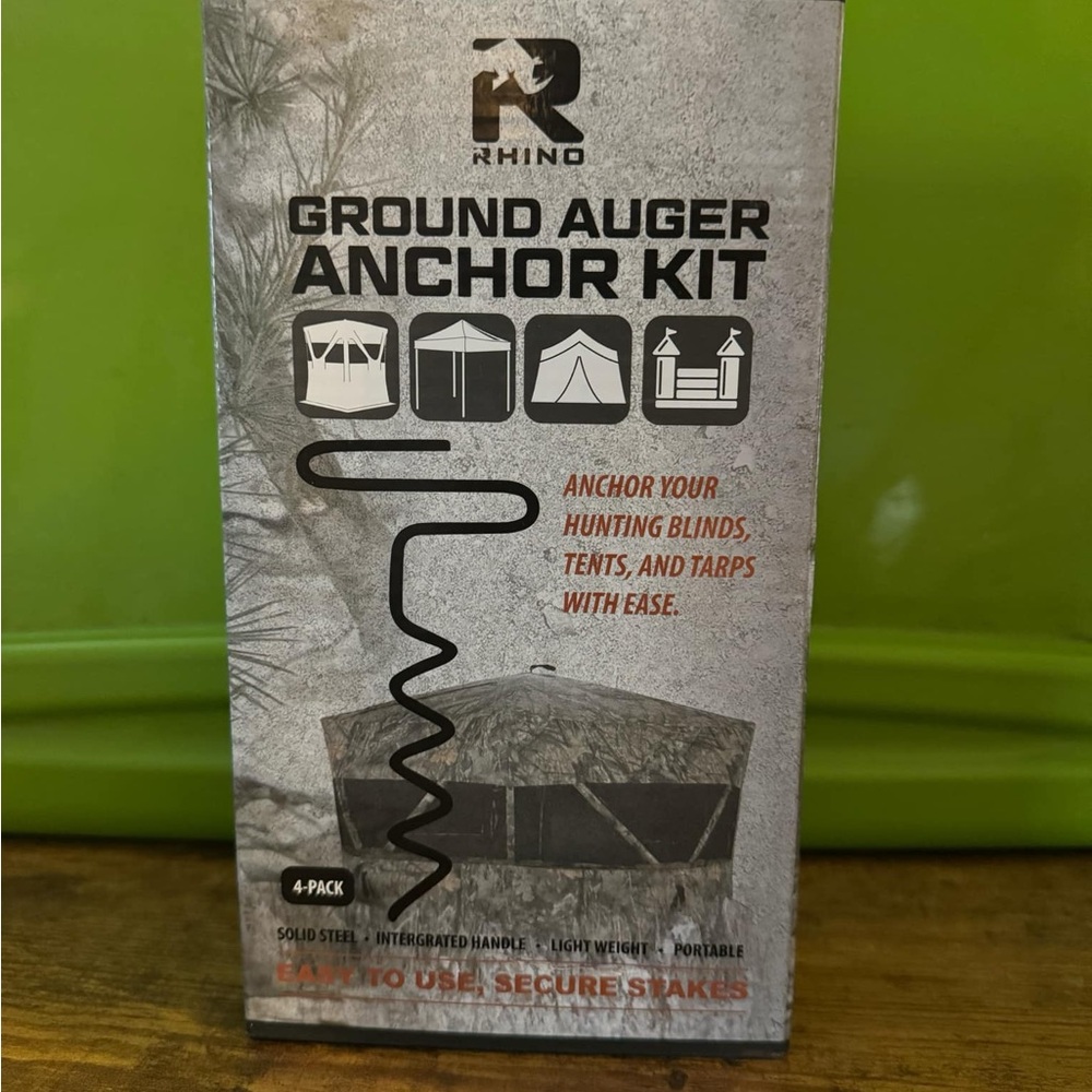 RHINO OUTDOORS Auger Stakes Heavy Duty Tent Stakes for Blinds and Tarps 4-Pack